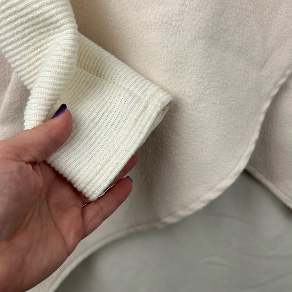 Drape Collar Coatigan Cardigan Jacket Ribbed Sleeves & Back Fleece Front Sz L - Picture 9 of 13